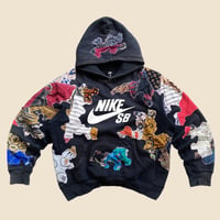 Image 1 of REWORKED NIKE SB BATIK PATCHWORK HOODIE SIZE L BOXY