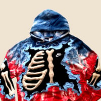 Image 2 of REWORKED NIKE CRACKED 3D PUFF SKELETON TIE-DYE HOODIE SIZE L