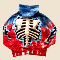 Image 3 of REWORKED NIKE CRACKED 3D PUFF SKELETON TIE-DYE HOODIE SIZE L