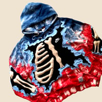 Image 4 of REWORKED NIKE CRACKED 3D PUFF SKELETON TIE-DYE HOODIE SIZE L