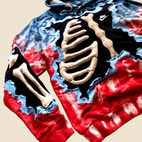 Image 5 of REWORKED NIKE CRACKED 3D PUFF SKELETON TIE-DYE HOODIE SIZE L