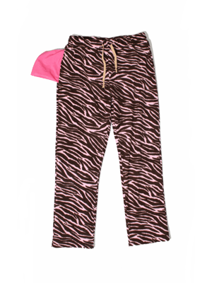 Image of brown and pink leg fleece sweatpants 