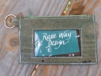 Image 1 of Olive Green Cork Minimalist ID Wallet with Moss Zipper