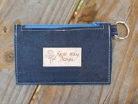 Image 2 of Navy Blue Cork Minimalist Zipper ID Wallet 