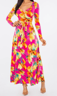 Image 1 of Spring things Maxi dress- Fuchsia
