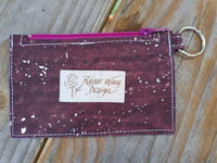 Image 2 of Eggplant Purple Silver Fleck Cork Minimalist Zipper ID Wallet 