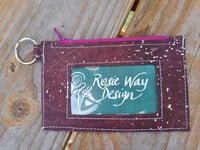 Image 1 of Eggplant Purple Silver Fleck Cork Minimalist Zipper ID Wallet 