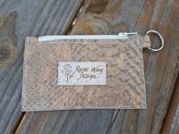 Image 2 of Snake Skin Textured Natural Cork Minimalist Zipper ID Wallet 