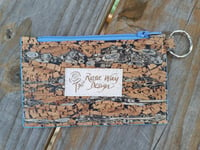 Image 2 of Root Texture Natural Blue Gray Cork Minimalist Zipper ID Wallet 