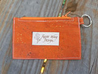 Image 2 of Tangerine Orange Cork Minimalist Zipper ID Wallet 