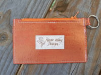 Image 2 of Sunset Orange Metallic Cork Minimalist Zipper ID Wallet 