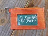 Image 1 of Sunset Orange Metallic Cork Minimalist Zipper ID Wallet 