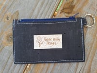 Image 2 of Black Navy Cork Minimalist Zipper ID Wallet 