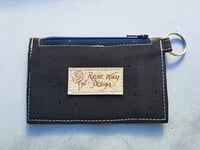 Image 5 of Black Navy Cork Minimalist Zipper ID Wallet 