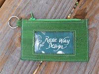 Image 1 of Grass Green Cork Minimalist Zipper ID Wallet 