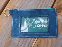 Image 1 of Teal Metallic Marble Cork Minimalist Zipper ID Wallet 