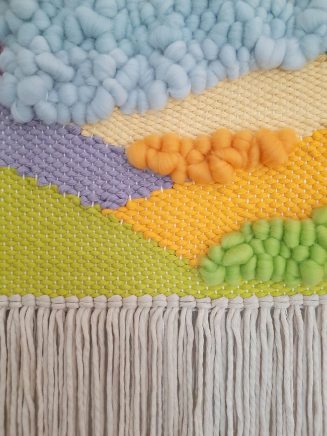 "Purple House & Sunshine" Extra Large Woven Wall Hanging