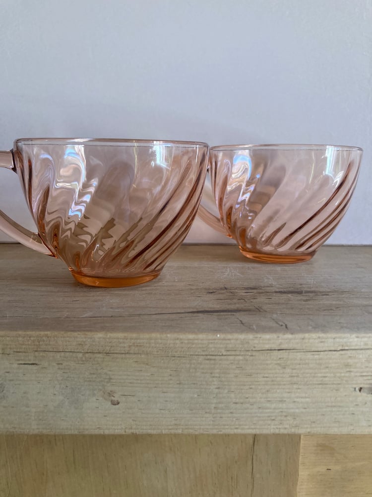 Image of Arcoroc - Cups and Saucers - Rosaline - Pink - Glass