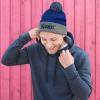 Image 2 of TWO TONE BEANIE - BLUE AND RED EDITION