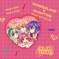 Image 1 of Wonderland x showtime heart button pin