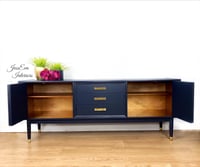Image 4 of Mid Century Modern G Plan SIDEBOARD / TV CABINET / DRINKS CABINET in navy blue 