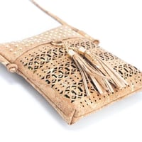 Image 2 of NATURAL CORK WOMEN’s ETCHED CUT-OUT CROSSBODY BAG