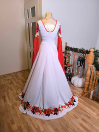 Image 3 of folk flowers white medieval fairy fantasy elven gown dress