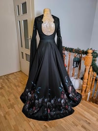Image 3 of black skulls moons flowers baroque gothic beads alternative wedding gown dress