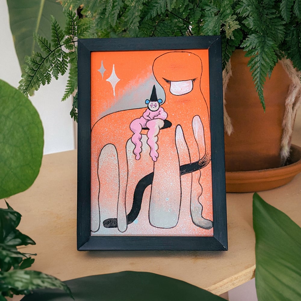 "CLOWN SUR UNE CHAISE" / Peinture originale