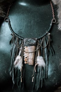 Image 5 of Jaws that Speak of the Wild bone and fringe statement necklace