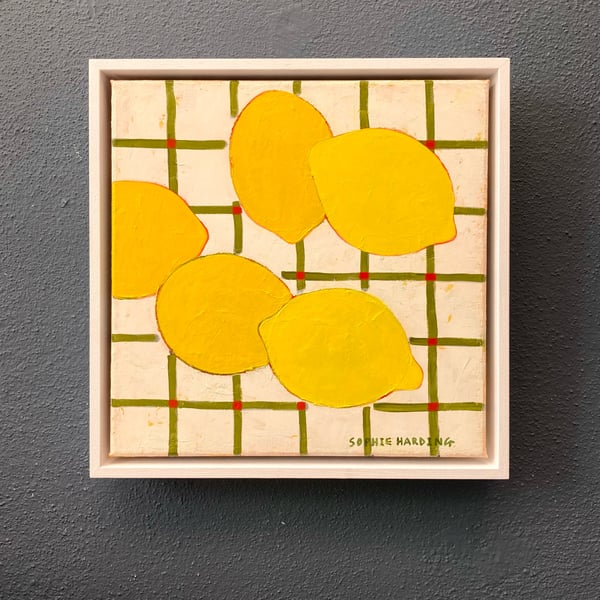 Image of Lemons on Checked Tablecloth 