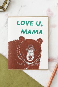 Image 1 of Love U Mama Bear Linocut Card