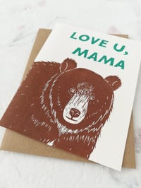 Image 2 of Love U Mama Bear Linocut Card