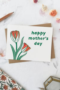 Image 1 of Mother's Day Tulips Linocut Card