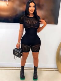 One Piece Womens Overalls Knit Hollow See Through Off Shoulder Summer Bodysuit Female Jumpsuit Woman