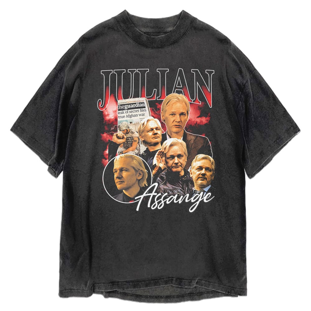 Image of Julian Assange Graphic Vintage Collage Tee