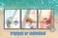 Image 1 of Aesthetic print handmade watercolor illustration portraits Reino Corazones a4/ A3
