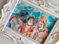 Image 1 of One piece Luffy, Sabo, Ace art print - fanart watercolor handpainted