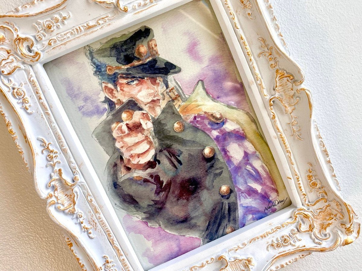 Jojo Jotaro S3 art print fanart, watercolor handpainted | neesedraws