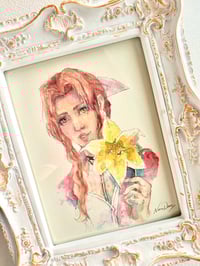 Image 1 of Aerith FF7 art print - Final Fantasy VII - watercolour handpainted