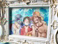 Image 2 of One piece Luffy, Sabo, Ace art print - fanart watercolor handpainted