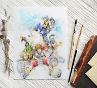 Image 2 of Art print Reino Corazones group watercolor from handpainted