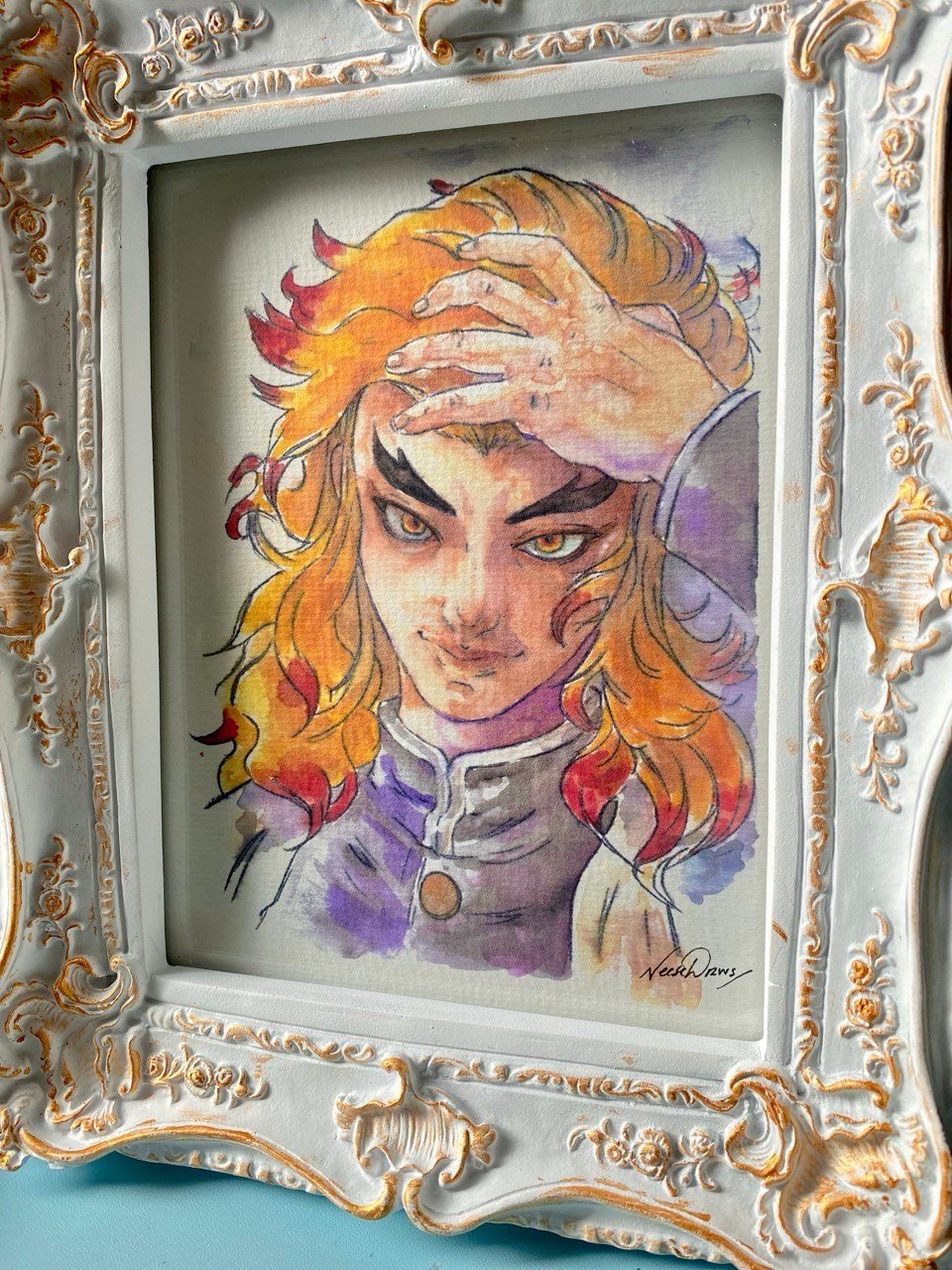 Rengoku art Print | Demon Slayer art Anime Fan Art | watercolor ...