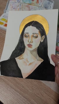 Image 2 of Portrait commission:  Custom Watercolour Angel Portrait - Heavenly Renaissance Artistry