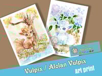 Image 3 of Vulpix and alolan vulpix art prints