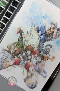 Image 3 of Art print Reino Corazones group watercolor from handpainted