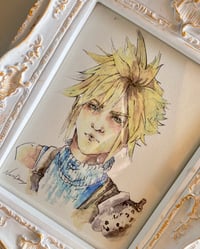 Image 1 of FF7 Cloud Watercolor art print A5/ A4 / A3 fantasia final