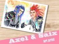 Image 2 of Axel Saix Reino Corazones 2 art print, KH2 fanart from watercolour handpainted