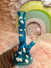 Image 13 of  Blue Sky Cloud Thick Glass Bong 