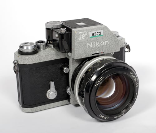 Image of Nikon F Photomic 35mm SLR Film Camera (Grey-Repaint) with Nikkor 55mm F1.2 lens #9573